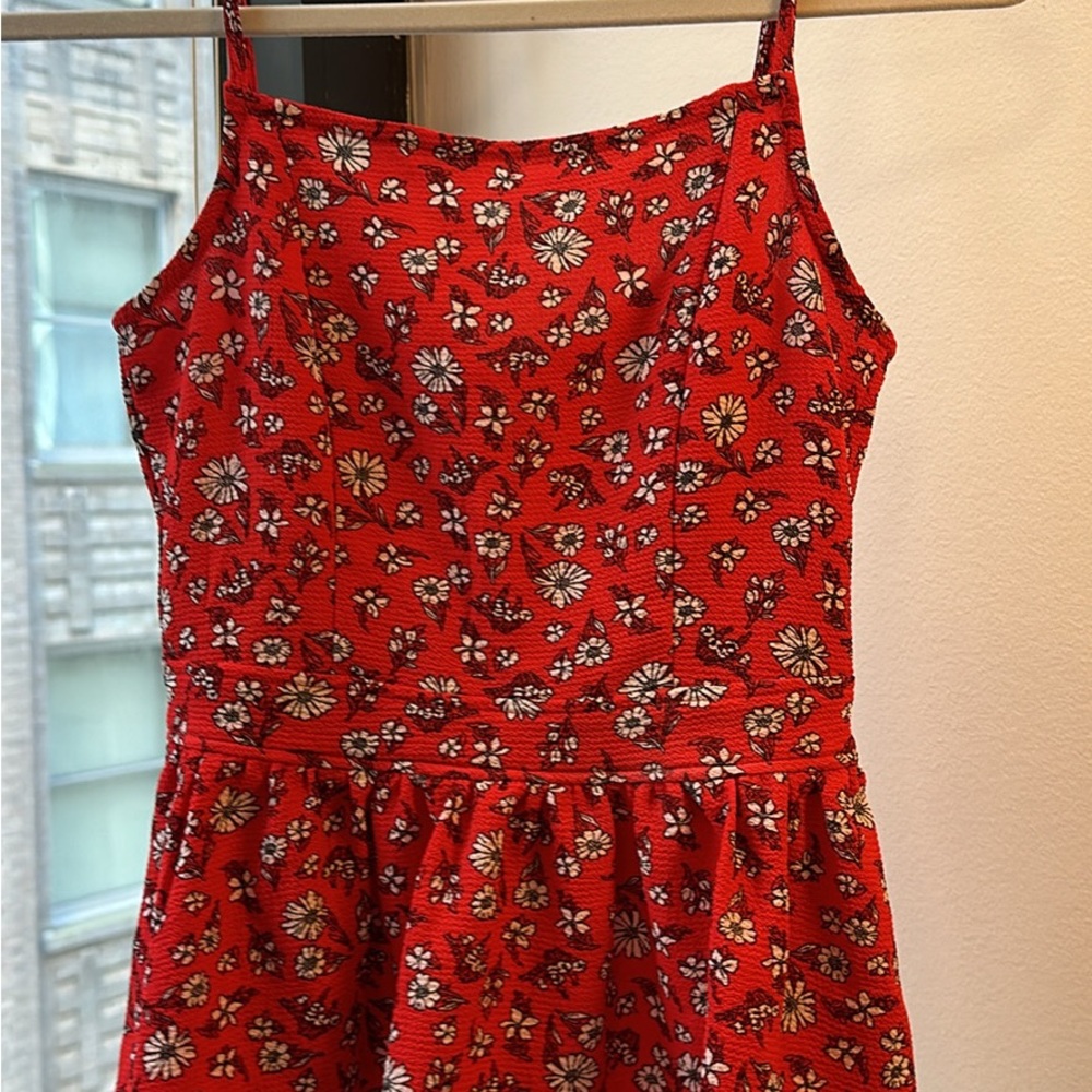 Floral Red & White Peplum Tank